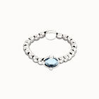 Beaded bracelet with blue oval faceted crystal